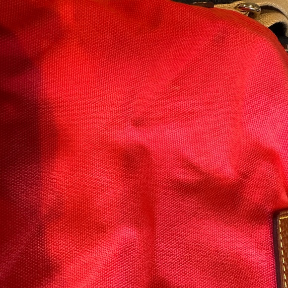 Dooney & Bourke red canvas satchel w crossbody strap - Picture 12 of 16
